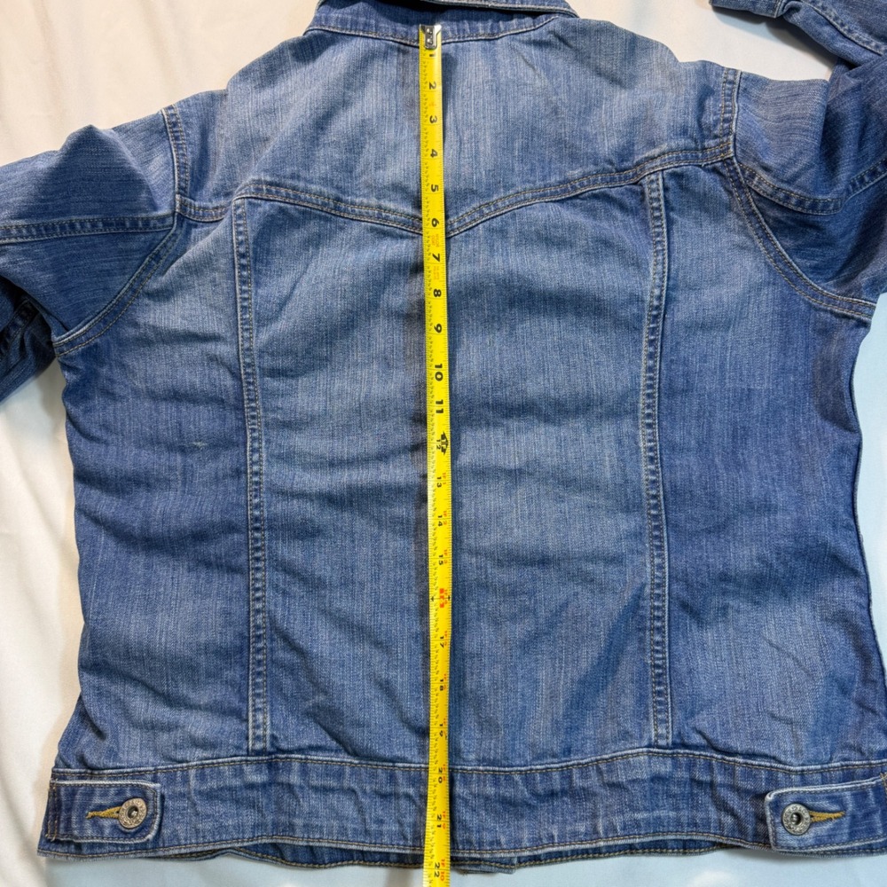 Levis Womens Medium Wash Denim Trucker Jacket Blue XL Long Sleeve Cotton - Picture 7 of 7